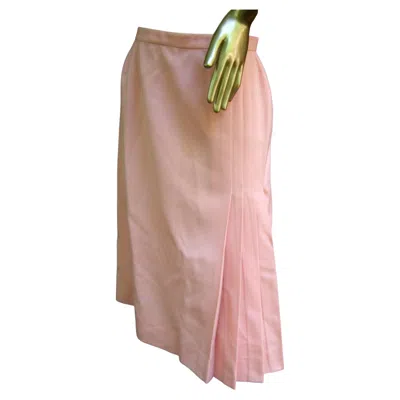 Pre-owned Valentino Boutique Pale Pink Wool Pleated Skirt C 1970s