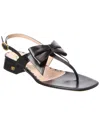 Valentino Bowow Leather Thong Sandals In Black