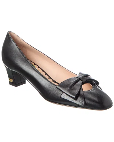 Valentino Garavani Valentino Bow 45 Leather Pump In Black