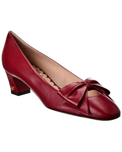 Valentino Garavani Bowow Leather Bow Pumps In Burgundy