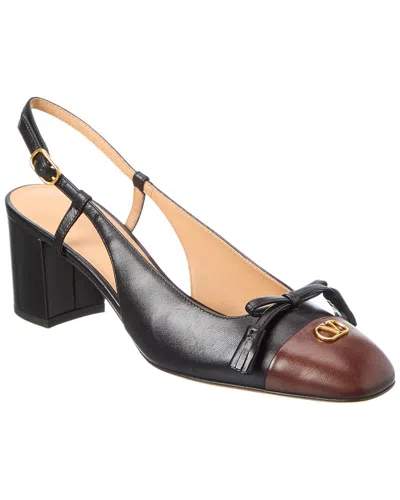 Valentino Garavani Valentino Bow 60 Leather Slingback Pump In Black