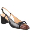 Valentino Garavani Valet Du Roi Kid Slingback Pump 60mm Woman Black/coffe 40.5 In Black