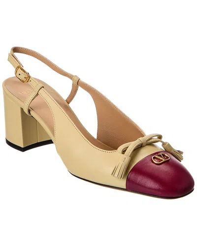 Valentino Garavani Valentino Bow 60 Leather Slingback Pump In White