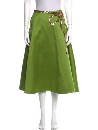 Pre-owned Valentino Bow Accents Midi Length Skirt In Green