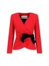 Valentino Tailored Jacket With Bow Detail And Long Sleeves In Red