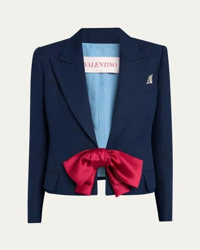 VALENTINO BOW CLOSURE CROPPED WOOL BLAZER