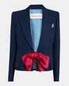 Valentino Tailored Bow-detail Jacket Crafted From Lightweight Viscose In Blue