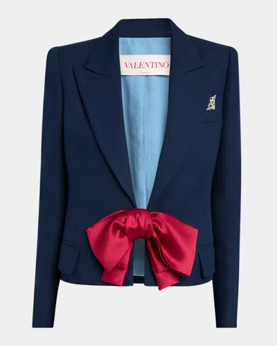 VALENTINO BOW CLOSURE CROPPED WOOL BLAZER