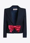 Valentino Tailored Bow-detail Jacket Crafted From Lightweight Viscose In Blue