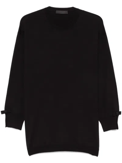 Valentino Bow-cuffs Sweater In Black