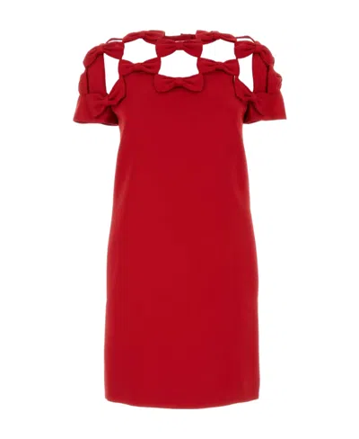 Valentino Bow Cut-out Minidress In Red