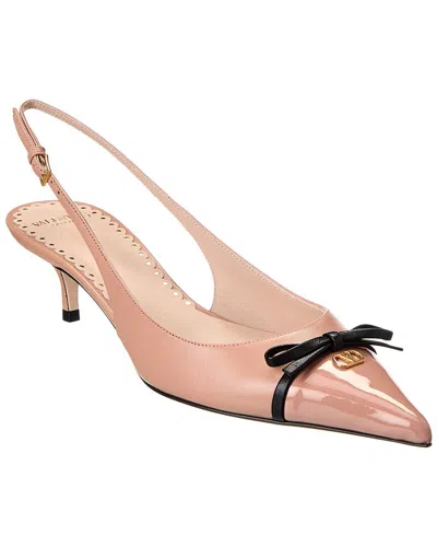 Valentino Garavani Valentino Bow 90 Leather Slingback Pump In Neutral