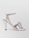 Valentino Garavani Bowow Sandal In Laminated Nappa 95mm Woman Silver 40 In Neutral