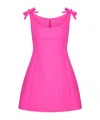 Valentino Bow Scoop-neck Sleeveless Crepe Mini Dress In Pink