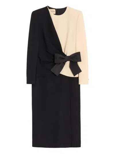 Valentino Bow-detail Crepe Midi Dress In Black
