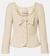 Valentino Bow-detail Cropped Wool-blend Tweed Jacket In Neutral