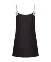 Valentino Bow-detail Crystal-embellished Minidress In Black
