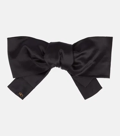 Valentino Garavani Valentino Vlogo Signature Bow Silk Hair Clip In Black