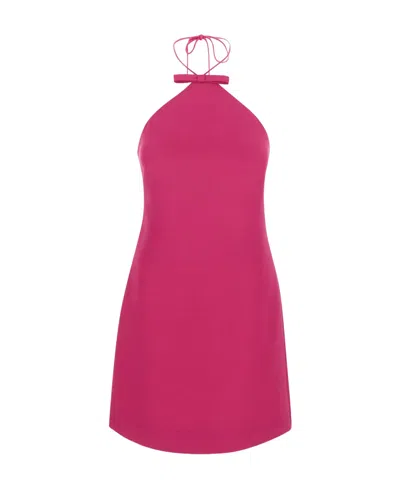 Valentino Bow-detail Halterneck Minidress In Pink
