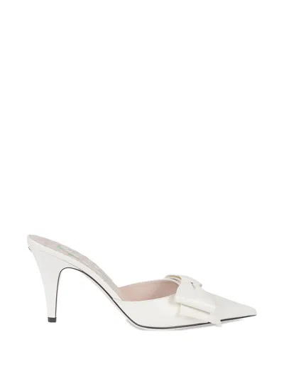 Valentino Garavani Bow Detail Heeled Mules In White