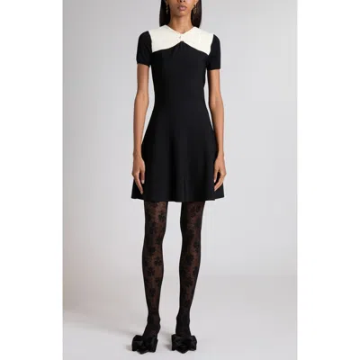 Valentino Bow Detail Knit A-line Sweater Dress In Black