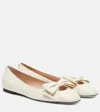 Valentino Leather Ballerinas Featuring Bow Detail In White