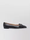 Valentino Bow Detail Leather Flats With Round Toe In Gray