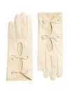 Valentino Bow-detail Leather Gloves In Neutral