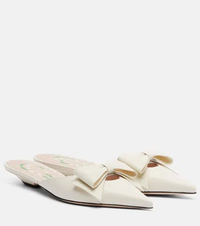 Valentino Garavani Bow-detail Leather Mules In White