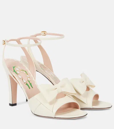 Valentino Garavani Bowow Leather Bow Ankle-strap Sandals In White