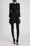 Valentino Bow Detail Long Sleeve Crepe Couture Minidress In Multi