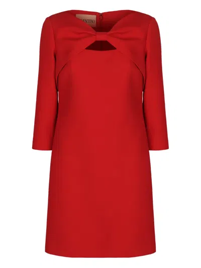 Valentino Bow-detail Mini Dress In Red