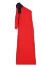 Valentino Bow-detail One-shoulder Dress In Red