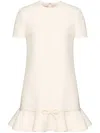 Valentino Kurzes Crepe Couture Kleid Frau Elfenbein 40 In White