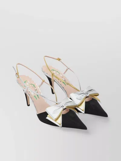 Valentino Garavani Slingback Bowow Pumps Black With Bow In Multi