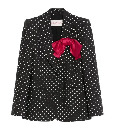 VALENTINO BOW-DETAIL POLKA-DOT BLAZER