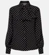Valentino Bow-detail Polka-dots Silk Shirt In Black