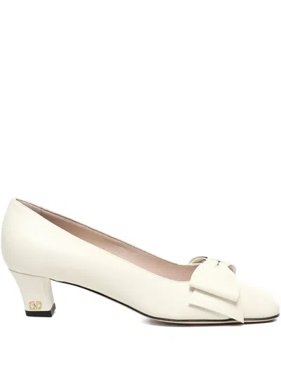 Valentino Garavani Valentino Pointed Toe Pumps With Charming Bow Detail In White