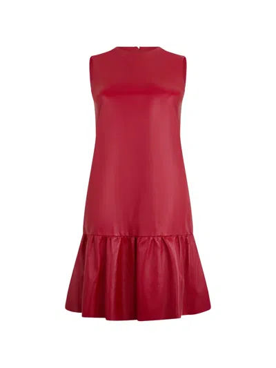 Valentino Bow-detail Ruffled-hem Mini Dress In Red