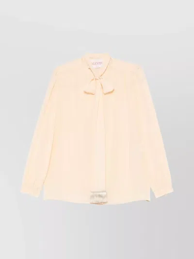 Valentino Bow Detail Sheer Fabric Long Sleeves In Pink