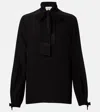 Valentino Bow-detail Silk Crêpe Shirt In Black