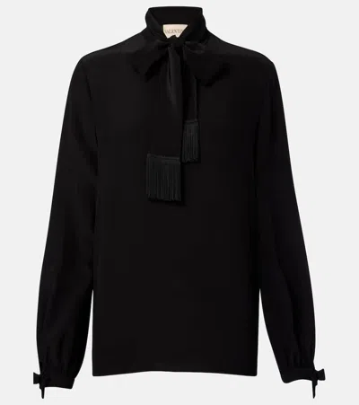 Valentino Bow-detail Silk Crêpe Shirt