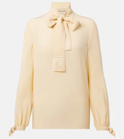 Valentino Light Yellow Crepe De Chine Top In Neutral