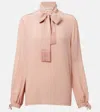 Valentino Bow-detail Silk Crêpe Shirt In Pink