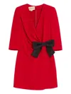 Valentino Draped Wrap Bow Mini Dress In Red