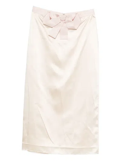VALENTINO BOW-DETAIL SILK SKIRT