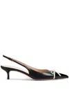 Valentino Bepointy 45 Bow-embellished Leather Slingback Pumps In Black