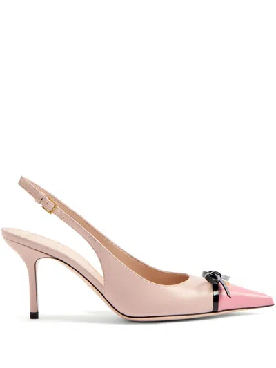 Valentino Garavani Vlogo Pointed Slingback Leather Kitten Pumps In Pink