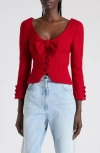 Valentino Bow Detail Tailored Tweed Jacket In Red