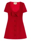 Valentino Bow-detailed Wool-blend Tweed Mini Dress In Red